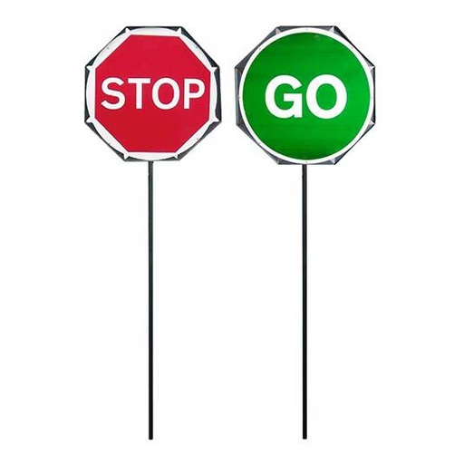 [SI009] 600MM CIRCULAR STOP/GO SIGN RIVETED C/W STEEL RING AND POLE