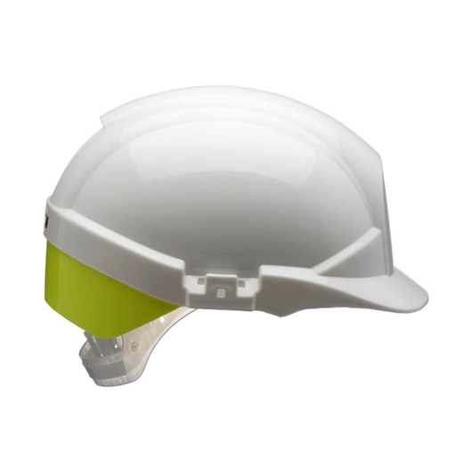 [HH053] REFLEX SAFETY HELMET WHITE C/W YELLOW REAR FLASH- CHAMPION