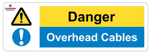 [SI016] DANGER OVERHEAD CABLES- FFS09- 595 X 200MM 4MM CORREX