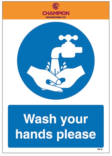 [SI017] WASH YOUR HANDS PLS FFS10 210 X 297MM 3MM COMPOSITE C/W UV BURKLE