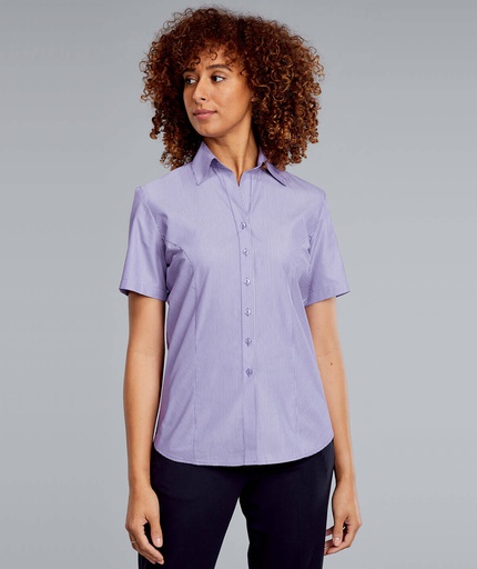[SH218] LH146 LADIES CLASSIC COLLAR S/S STRIPE BLOUSE