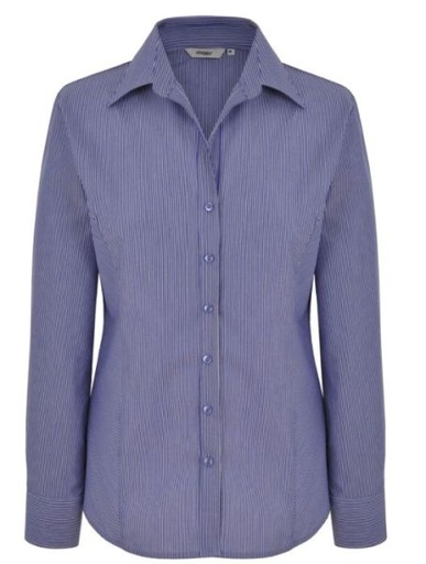 [SH219] LL146 LADIES CLASSIC COLLAR L/S STRIPE BLOUSE