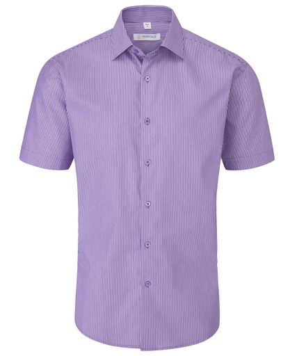 [SH220] H146 MENS SEMI CUTAWAY COLLAR S/S STRIPE SHIRT